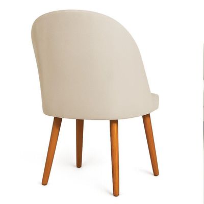 Kit 02 Cadeiras Poltrona De Jantar Luna Suede Pés Palito Castanho - Pallazio Cor Bege