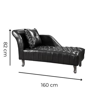 Divã Chesterfield Anna Recamier 160cm Via Courano Preto Lado Esquerdo