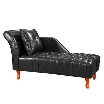 Divã Chesterfield Anna Recamier 160cm Via Courano Preto Lado Esquerdo