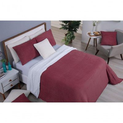 Cobertor Canada King Size 1 Peça Dupla Face Fleece E Sherpa 100% Poliéster - Malbec