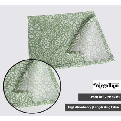 Guardanapos de Algodão Canvas Estampa Mini Meadow - c/12, 51x51 cm, Verde Suave, Ideais p/ Mesas Primavera/Verão, Chás e Festas - Vargottam 50,8 Cm × 50,8 Cm – Pacote Com 12 Peças / Verde