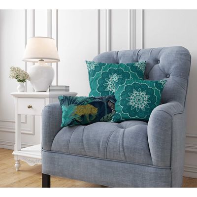 Capas de Almofada Decorativas Estampadas Tema Azul - Vargottam 60,96 Cm × 60,96 Cm – Retangular / Azul