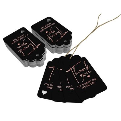 Tags de Papel Metalizado Obrigado por Compartilhar Nosso Dia - Chá de Noiva/Chá de Bebê/Aposentadoria/Casamento/Aniversário - Inkdotpot 50 Etiquetas Metalizadas / Preto - Ouro Rosé