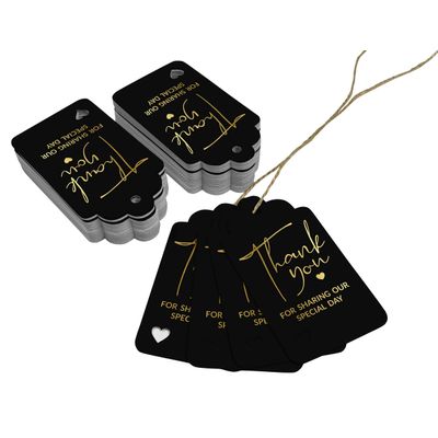 Tags de Papel Metalizado Obrigado por Compartilhar Nosso Dia - Chá de Noiva/Chá de Bebê/Aposentadoria/Casamento/Aniversário - Inkdotpot 50 Etiquetas Metalizadas / Preto - Ouro Rosé