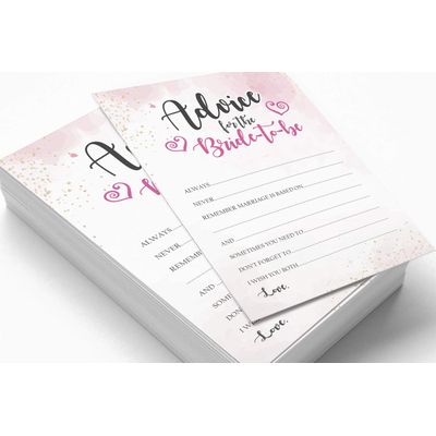 50 Cartões de Jogo Quadrados em Branco com Respingo em Aquarela para Chá de Noiva, Casamento e Despedida de Solteira - Inkdotpot 12,7 Cm × 17,78 Cm / Branco - Cartão de Conselho