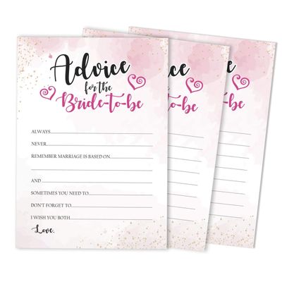 50 Cartões de Jogo Quadrados em Branco com Respingo em Aquarela para Chá de Noiva, Casamento e Despedida de Solteira - Inkdotpot 12,7 Cm × 17,78 Cm / Branco - Cartão de Conselho