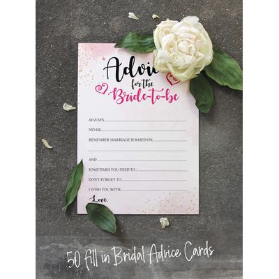 50 Cartões de Jogo Quadrados em Branco com Respingo em Aquarela para Chá de Noiva, Casamento e Despedida de Solteira - Inkdotpot 12,7 Cm × 17,78 Cm / Branco - Cartão de Conselho