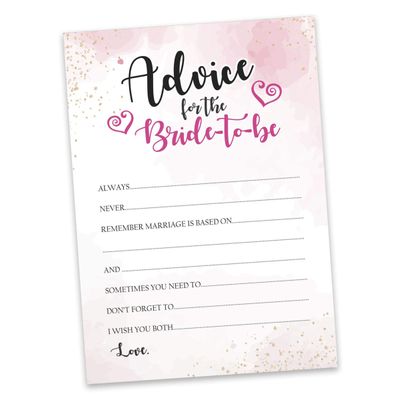 50 Cartões de Jogo Quadrados em Branco com Respingo em Aquarela para Chá de Noiva, Casamento e Despedida de Solteira - Inkdotpot 12,7 Cm × 17,78 Cm / Branco - Cartão de Conselho