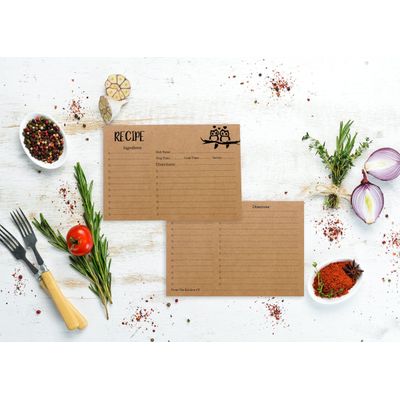 Cartões de Receita 10x15 cm 50 un. - Cartões Premium Dupla-Face Kraft Moderno - Casamento/Chá de Noiva/Chá de Bebê - Coruja - Inkdotpot 15,24 Cm × 10,16 Cm / Marrom