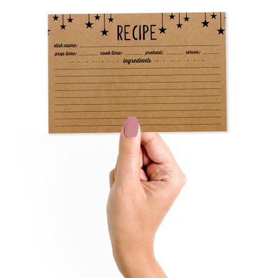 50 Cartões de Receita 10x15 cm, Cartão Premium Grosso Dupla Face, Kraft Moderno Casamento/Chá de Noiva/Chá de Bebê - Estrelas - Inkdotpot 15,24 Cm × 10,16 Cm / Marrom