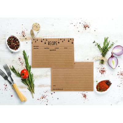 50 Cartões de Receita 10x15 cm, Cartão Premium Grosso Dupla Face, Kraft Moderno Casamento/Chá de Noiva/Chá de Bebê - Estrelas - Inkdotpot 15,24 Cm × 10,16 Cm / Marrom