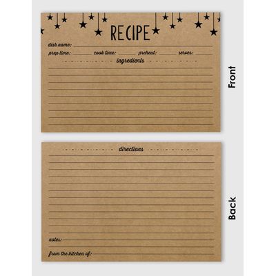 50 Cartões de Receita 10x15 cm, Cartão Premium Grosso Dupla Face, Kraft Moderno Casamento/Chá de Noiva/Chá de Bebê - Estrelas - Inkdotpot 15,24 Cm × 10,16 Cm / Marrom