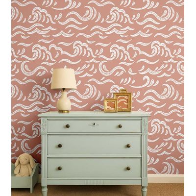 Papel Autoadesivo com Ondas Oceânicas, Vinil Impermeável, Laranja, Removível para Quarto Infantil, Berçário, Sala de Brincar - S4Sassy 63,5 cm (L) × 304,8 cm (C) / Laranja - Vinil Liso
