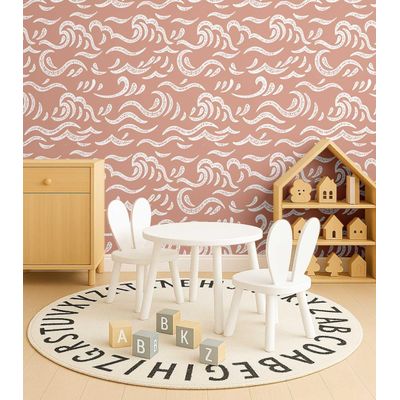 Papel Autoadesivo com Ondas Oceânicas, Vinil Impermeável, Laranja, Removível para Quarto Infantil, Berçário, Sala de Brincar - S4Sassy 63,5 cm (L) × 304,8 cm (C) / Laranja - Vinil Liso