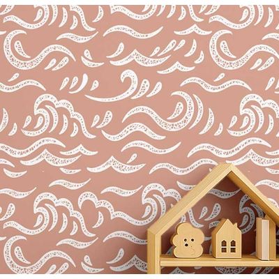 Papel Autoadesivo com Ondas Oceânicas, Vinil Impermeável, Laranja, Removível para Quarto Infantil, Berçário, Sala de Brincar - S4Sassy 63,5 cm (L) × 304,8 cm (C) / Laranja - Vinil Liso