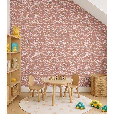 Papel Autoadesivo com Ondas Oceânicas, Vinil Impermeável, Laranja, Removível para Quarto Infantil, Berçário, Sala de Brincar - S4Sassy 63,5 cm (L) × 304,8 cm (C) / Laranja - Vinil Liso
