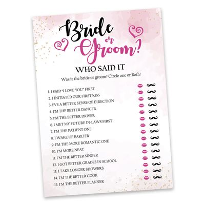 50 Cartões de Jogo Quadrados em Branco com Respingo em Aquarela para Chá de Noiva, Casamento e Despedida de Solteira - Inkdotpot 12,7 Cm × 17,78 Cm / Branco - Ele Disse, Ela Disse
