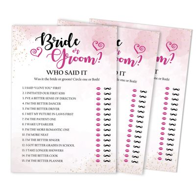 50 Cartões de Jogo Quadrados em Branco com Respingo em Aquarela para Chá de Noiva, Casamento e Despedida de Solteira - Inkdotpot 12,7 Cm × 17,78 Cm / Branco - Ele Disse, Ela Disse