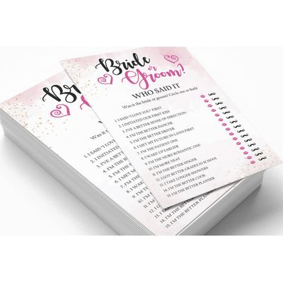 50 Cartões de Jogo Quadrados em Branco com Respingo em Aquarela para Chá de Noiva, Casamento e Despedida de Solteira - Inkdotpot 12,7 Cm × 17,78 Cm / Branco - Ele Disse, Ela Disse