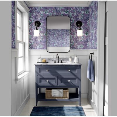 Papel de Parede Vinil Autoadesivo Removível, Estampa Tropical Trepadeira Floral Roxo, Renovação Rápida para Banheiro e Lavanderia - S4Sassy 63,5 cm (L) × 152,4 cm (C) / Roxo - Vinil Liso