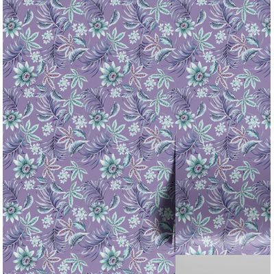 Papel de Parede Vinil Autoadesivo Removível, Estampa Tropical Trepadeira Floral Roxo, Renovação Rápida para Banheiro e Lavanderia - S4Sassy 63,5 cm (L) × 152,4 cm (C) / Roxo - Vinil Liso