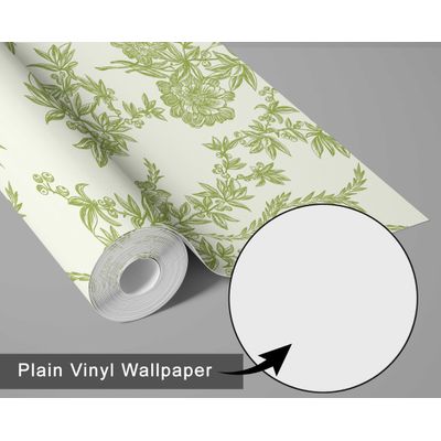 Revestimento Removível À Prova d'Água Verde, Rolo Vinil Autoadesivo Estampa de Trepadeira Vintage para Paredes e Móveis - S4Sassy 63,5 cm (L) × 609,6 cm (C) / Verde - Vinil Texturizado