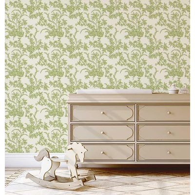 Revestimento Removível À Prova d'Água Verde, Rolo Vinil Autoadesivo Estampa de Trepadeira Vintage para Paredes e Móveis - S4Sassy 63,5 cm (L) × 609,6 cm (C) / Verde - Vinil Texturizado