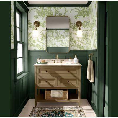 Revestimento Removível À Prova d'Água Verde, Rolo Vinil Autoadesivo Estampa de Trepadeira Vintage para Paredes e Móveis - S4Sassy 63,5 cm (L) × 609,6 cm (C) / Verde - Vinil Texturizado