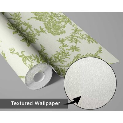 Revestimento Removível À Prova d'Água Verde, Rolo Vinil Autoadesivo Estampa de Trepadeira Vintage para Paredes e Móveis - S4Sassy 63,5 cm (L) × 609,6 cm (C) / Verde - Vinil Texturizado