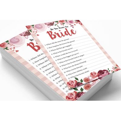 50 Cartões Florais para Chá de Noiva e Despedida de Solteira, em Lote, Quadrados em Branco, Preenchíveis, Ideias de Presente - Inkdotpot 12,7 Cm × 17,78 Cm / Branco - Quiz da Noiva