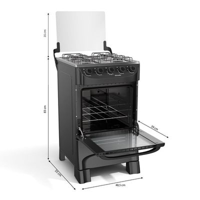 Fogão Mueller 4 Bocas Preto Fosco Acendimento Manual Mfi4ba