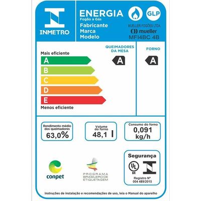 Fogão Mueller Titânio 4 Bocas Com Mesa Esmaltada Mfi4bc