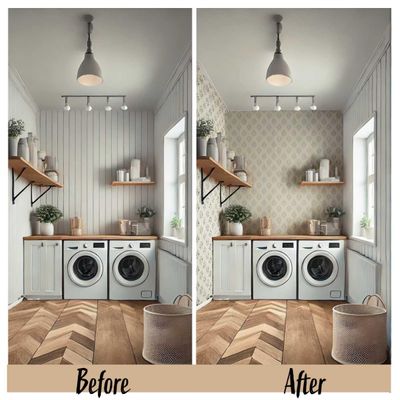 Papel de Parede com Estampa Boho em Blocos, Estilo Asiático, Vinil Autoadesivo, Fácil Aplicação para Quarto e Sala - Bege - S4Sassy 63,5 cm (L) × 152,4 cm (C) / Bege - Vinil Liso
