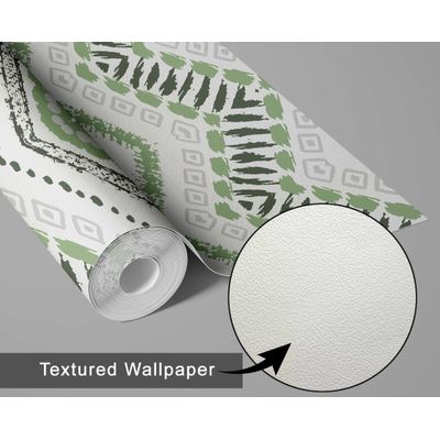 Adesivo de Parede Removível em Vinil Zigue-Zague Tribal, Mural Moderno Verde para Quarto, Banheiro, Lavanderia e Closet - S4Sassy 63,5 cm (L) × 152,4 cm (C) / Verde - Vinil Texturizado