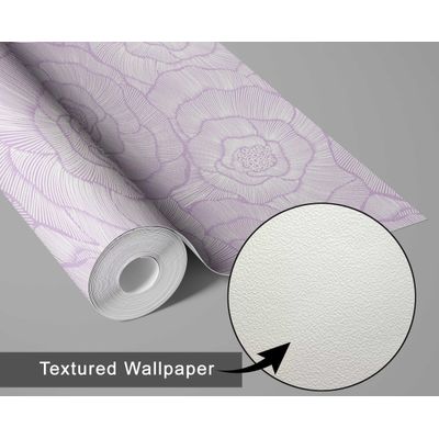Adesivo de Parede Roxo Moderno Removível Papel Contact Vinílico Autoadesivo Floral de Linhas Finas à Prova d'água para Móveis - S4sassy 63,5 cm (L) × 304,8 cm (C) / Roxo - Vinil Texturizado