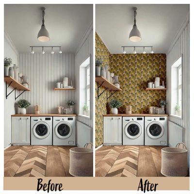 Revestimento de Parede Autoadesivo Vintage Rosas em Flor Verde, Mural Removível para Quarto, Banheiro, Lavanderia, Closet - S4Sassy 63,5 cm (L) × 152,4 cm (C) / Verde - Vinil Liso