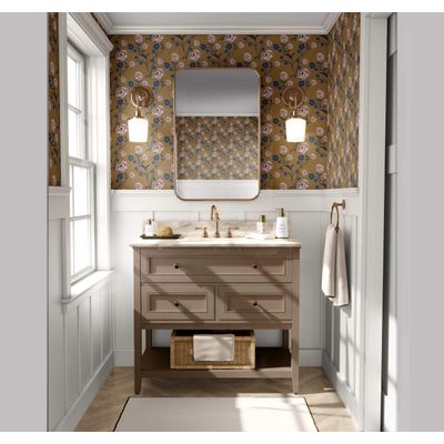 Revestimento de Parede Autoadesivo Vintage Rosas em Flor Verde, Mural Removível para Quarto, Banheiro, Lavanderia, Closet - S4Sassy 63,5 cm (L) × 152,4 cm (C) / Verde - Vinil Liso