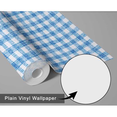 Papel de Parede Xadrez Azul, Vinil Autoadesivo, Revestimento Decorativo de Parede, Fácil Instalação DIY para Quarto e Sala - S4Sassy 63,5 cm (L) × 609,6 cm (C) / Azul - Vinil Texturizado