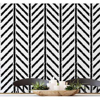 Revestimento Autoadesivo em Vinil, Estampa Geométrica Costura - Mural Moderno Preto para Quarto, Banheiro, Lavanderia e Closet - S4Sassy 63,5 cm (L) × 914,4 cm (C) / Preto - Vinil Texturizado