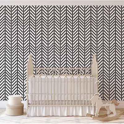 Revestimento Autoadesivo em Vinil, Estampa Geométrica Costura - Mural Moderno Preto para Quarto, Banheiro, Lavanderia e Closet - S4Sassy 63,5 cm (L) × 914,4 cm (C) / Preto - Vinil Texturizado