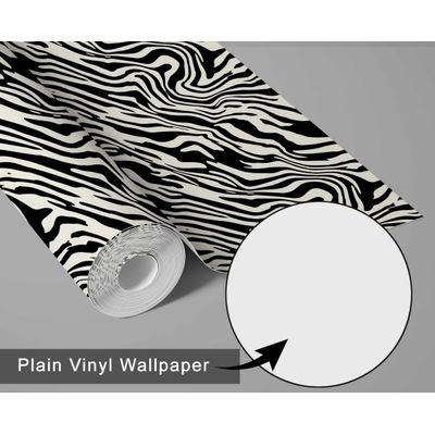 Papel de Parede Vinílico Autoadesivo Removível, Estampa Animal Listrada, Fácil DIY para Quarto e Sala - Preto - S4Sassy 63,5 cm (L) × 914,4 cm (C) / Preto - Vinil Texturizado