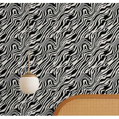 Papel de Parede Vinílico Autoadesivo Removível, Estampa Animal Listrada, Fácil DIY para Quarto e Sala - Preto - S4Sassy 63,5 cm (L) × 914,4 cm (C) / Preto - Vinil Texturizado