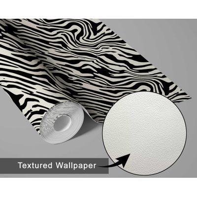 Papel de Parede Vinílico Autoadesivo Removível, Estampa Animal Listrada, Fácil DIY para Quarto e Sala - Preto - S4Sassy 63,5 cm (L) × 914,4 cm (C) / Preto - Vinil Texturizado
