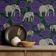 Elefante com Rosa Papel de Parede Estilo Asiático, Vinil Autoadesivo Decorativo, Instalação DIY Fácil para Quarto e Sala — Roxo - S4Sassy 63,5 cm (L) × 609,6 cm (C) / Roxo - Vinil Liso