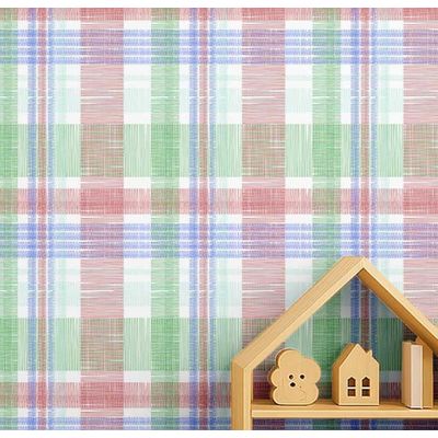 Papel de Parede Xadrez Vermelho, Vinil Autoadesivo, Revestimento Fácil DIY para Quarto Infantil e Brinquedoteca - S4Sassy 63,5 cm (L) × 914,4 cm (C) / Vermelho - Vinil Liso