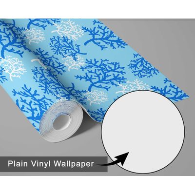 Papel de Parede Vinílico Autoadesivo Removível Recife de Coral Azul, Mural Instantâneo para Banheiro, Lavanderia e Closet - S4Sassy 63,5 cm (L) × 152,4 cm (C) / Azul - Vinil Texturizado