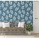 Papel de Parede Autoadesivo Estampa Folhas Azuis, Papel Contact para Paredes, Parede de Entrada, Decoração de Escritório - S4sassy 63,5 cm (L) × 914,4 cm (C) / Azul - Vinil Liso