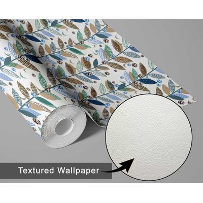 Papel de Parede Autoadesivo Estampa de Folhas Verdes Removível Vinil DIY, Papel Contato para Entrada, Decoração Fácil - S4sassy 63,5 cm (L) × 609,6 cm (C) / Verde - Vinil Texturizado