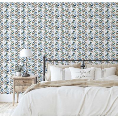 Papel de Parede Autoadesivo Estampa de Folhas Verdes Removível Vinil DIY, Papel Contato para Entrada, Decoração Fácil - S4sassy 63,5 cm (L) × 609,6 cm (C) / Verde - Vinil Texturizado