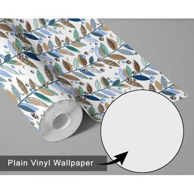 Papel de Parede Autoadesivo Estampa de Folhas Verdes Removível Vinil DIY, Papel Contato para Entrada, Decoração Fácil - S4sassy 63,5 cm (L) × 609,6 cm (C) / Verde - Vinil Texturizado